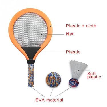Imagem de Raquete de tênis luminosa definir iniciante portátil esportes ao ar livre badminton raquete treinamento crianças presente (azul)