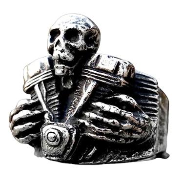 Imagem de ZMY Home 2023 Anel de caveira legal Evil Death Punk Rock anéis de aço inoxidável Aly Style Jewelry, Metal