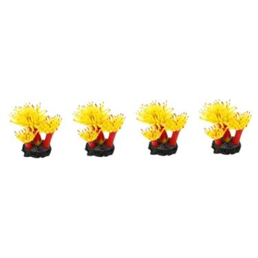 Imagem de AKALNNB 5 peças aquário fluorescente coral aquário coral recife artificial ornamento coral aquário decoração paisagem aquário decoração coral falso amarelo