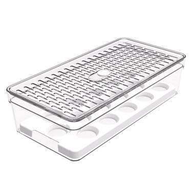 Imagem de Organizador Porta 15 Ovos com Grade e Tampa Transparente Crippa Geladeira Cozinha