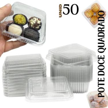 Imagem de Embalagem doce quadrado G650 200ml, com 50 unidades brigadeiro, bolo, 