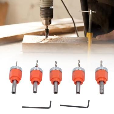 Imagem de Conjunto de Brocas Escareadas de 5 Peças 2,8 3 3,2 3,5 4 Mm de Diâmetro Ajustável Profundidade Escareada Abridor de Furos Com Chave para Perfurar Madeira, Plástico, Metais