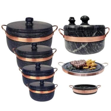 Imagem de Jogo de Panelas de Pedra Sabão 7 peças Incríveis - 08 - Arte Nativa