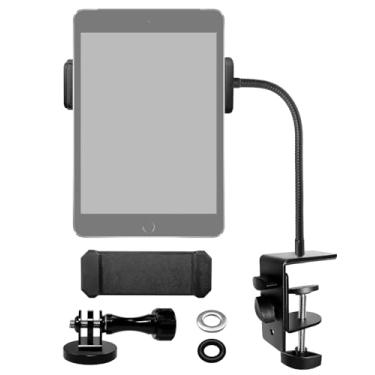 Imagem de JUFZQO Suporte para tablet pescoço de ganso atualizado, suporte de telefone para tablet adequado para iPad Gopro celular, suporte de grampo de metal giratório de 360° ajustável, adequado para reuniões
