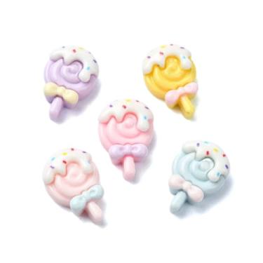 Imagem de Ornazy 200 peças de cabochão fofo de resina doce flatback colorido pirulito cabochão para fazer joias, capa de telefone, decoração de artesanato