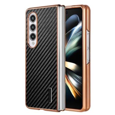 Imagem de HAO RIYLN Capa ultrafina para Samsung Galaxy Z Fold6, capa galvanizada à prova de choque proteção de lente capa de textura de fibra de carbono, preta, Z FOLD6