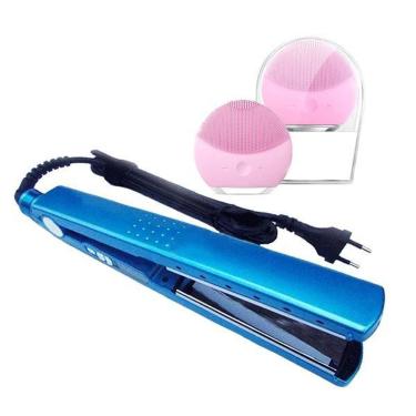 Imagem de Kit 1 Prancha Nanotitanium + 1 Esponja Facial Rosa Bebê Nº19