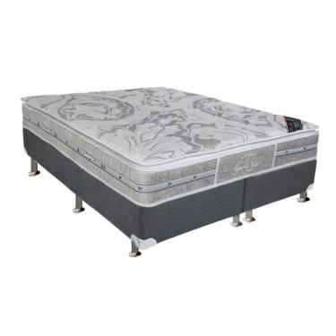 Imagem de Cama Box King: Colchão Molas Pocket Ensacadas Castor Super Luxo Látex Slx + Base Cinza(193X203)