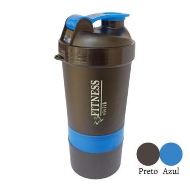 Imagem de Garrafa Coqueteleira Shaker Com Compartimentos - vivith, Azul