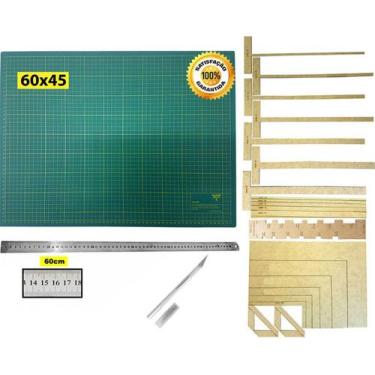 Imagem de Tapete Corte 60 Régua Inox 60cm Estilete Gabaritos Scrapbook - De Acor