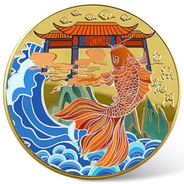 Imagem de Koi Fish Jumping Over The Dragon's Gate Lucky Coin - A Must-Have for Your Collection - Lottery Ticket Scratcher Tool