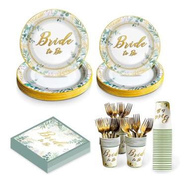 Imagem de EggSun Kit De Pratos E Guardanapos Para Chá Panela Verde-Sálvia, Decoração Despedida Solteira Em Eucalipto, Lembrancinhas Aniversário, Serviço 24 Convidados