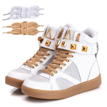 Imagem de Tênis Botinha Feminina Confortável Para Treinos Couro Fitness-Feminino