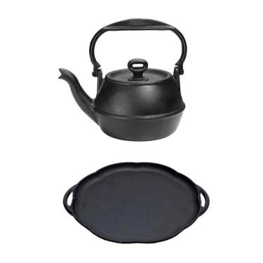 Imagem de Kit Chaleira Tradição Ferro Fundido 2L E Chapa Petisco 24Cm