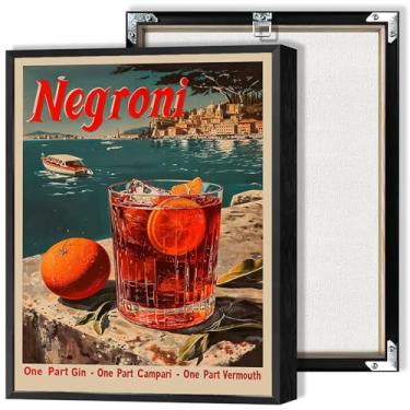 Imagem de Pôster em tela de paisagem costeira de coquetel moderno clássico negron coquetel arte de parede vintage bebidas alcoólicas impressão pintura para cozinha clube bar carrinho decoração de parede 20 x 30