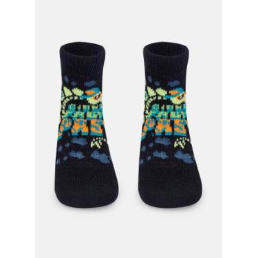 Imagem de Meia Soquete Bebê Dinossauro Fósseis Brilha no Escuro - Puket, 5 A 8M