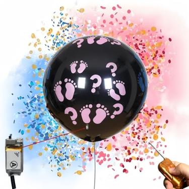 Imagem de gender reveal balloon remote burst, 36 in,with remote control tools,You can pop the balloons remotely,equip Blue and Pink Baby Shower Gender Reveal Party Supplies Decoration Kit (black-foot)