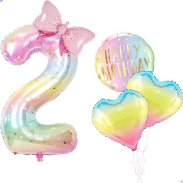 Imagem de Balão de aniversário de doces para decorações de festa Candyland, balão grande número 2 de 101 cm para meninas, decorações de aniversário de Candyland, aniversários, lembrancinhas de festa