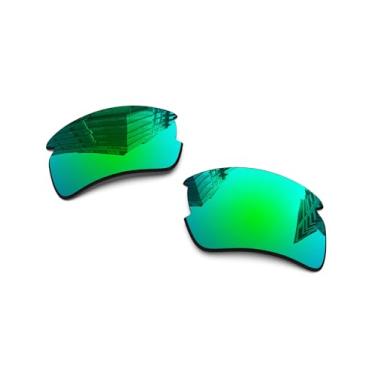 Imagem de Lentes de reposição polarizadas de 1,6 mm para óculos de sol Oakley Flak 2.0 XL OO9188 59 mm, proteção UV, lente espelhada escura, peças de reparo e kit (verde jade)