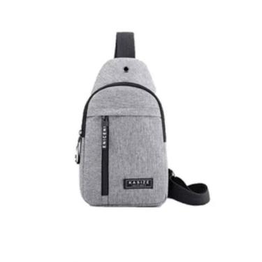 Imagem de Bolsa Mochila Impermeável Transversal Crossbody Pochete De Peito Portátil Alça única Ajustável Cinza