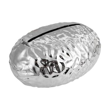 Imagem de Ｂｅｓｇａ Capa para caixa de lenços de papel em formato de ovo, elegante, resistente, dispensador de papel higiênico, porta-guardanapos decorativo para mesa, Argent