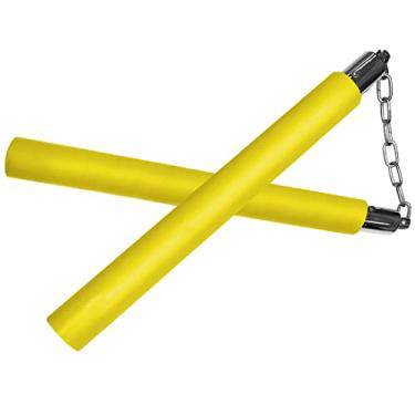 Imagem de TOPOINT Nunchuck, borracha de espuma segura, treinamento Nunchucks/Nunchakus com corrente de aço para crianças e iniciantes prática e treinamento (amarelo)