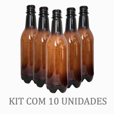 Imagem de Growler Pet Âmbar 500 Ml Tipo Long Neck - Pack Com 10 Un - Cia Da Brej