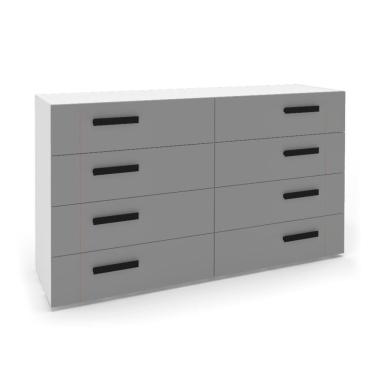 Imagem de Cômoda Lisboa 8 Gavetas Cinza e Branca