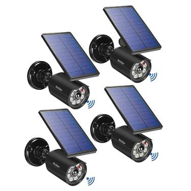 Imagem de WaitScher Luzes de movimento solar ao ar livre à prova d'água com câmera falsa holofote solar 1800LM 3600mAh ou jardim externo caminho de garagem pátio deck paisagem quintal pacote com 4