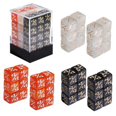 Imagem de SIXPOINTS 36Pcs 12mm MTG Counter Dice Plus 1 Life Counters +1/+1 Tokens 3 Color 6 Sided Dice Set with Case for Magic The Gathering, MTG, TCG, Card Games Accessories (MTG 12mm +/- Dice Counters#D)