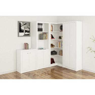 Imagem de Escritório com 3 Estantes e Balcão Branco - FdECOR