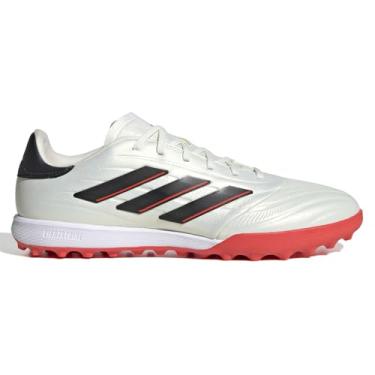 Imagem de adidas Tênis unissex adulto Copa Pure 2.0 League Turf, Marfim/Core Black/Solar Red-White, 11 Women/10 Men