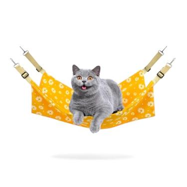 Imagem de Andiker Rede para gatos para pendurar na gaiola, rede reversível para gaiola de gatinho com ganchos de metal para gatos para dormir e brincar, cama de gato suspensa de camada dupla de 56 x 45 cm para