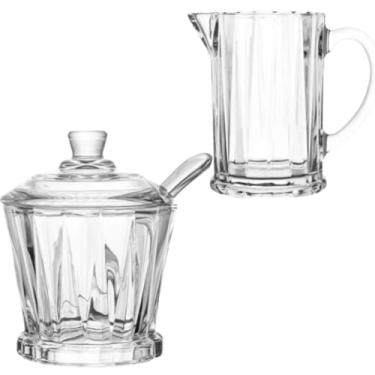Imagem de Conjunto de jarra de leite e açucareiro de vidro de 290ml