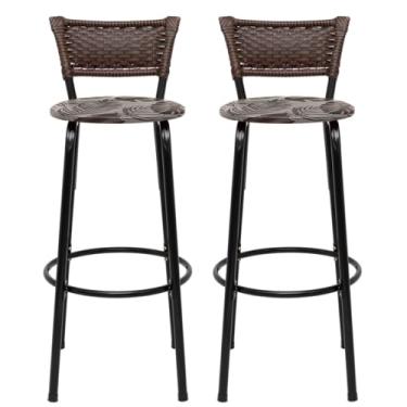 Imagem de Banquetas Altas Bancada Bar Confortável Moderno Design Resistente Estrutura Preta Kit 02 Unidades - Itagold (Floral Marrom)