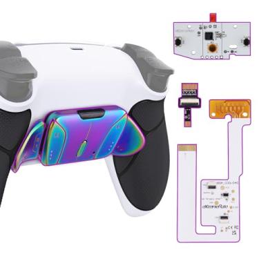 Imagem de eXtremeRate Kit De Remapeamento Real Metal Buttons Rmb Rise4 V3 Para Controle Ps5 Bdm-030 040 050, Placa Atualização Com Revestimento Inferior Branco E Empunhadura Emborrachada Preta, Conjunto 4 Pás