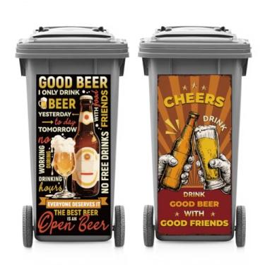 Imagem de ANATTASOUL 2 folhas de adesivos de lixeira de garrafa de cerveja e vinho à prova d'água, decoração de caixote do lixo, adesivo grande de 37,8 cm x 81,8 cm para caixas, geladeira, parede externa