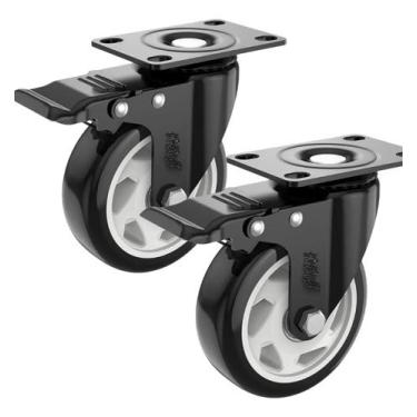 Imagem de 2 Rodas Giratória Rodizio Com Trava Rodinhas Reforçada 70mm 3 Polegada
