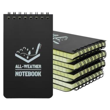 Imagem de RETON 10 Pack Waterproof Notebook, 3 x 5 Inches Pocket Notepad, All-Weather Memo Pads, Small Spiral Notebook with Grid for Recording Outdoor Activity (Black)