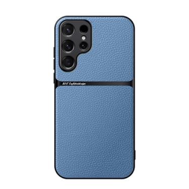 Imagem de HJZSZX Para Samsung S25Plus Suporte magnético para carro Capa de couro à prova de choque para telefone (para Samsung S25Plus/azul claro)