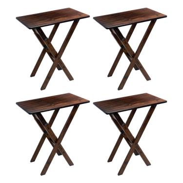 Imagem de Kit 4 Mesas Aparadores Compacto 43x68 Madeira Dobravel Bares Imbuia