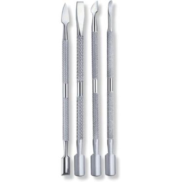 Imagem de Kit 4 Espátulas Ponta Dupla Aço Inox Cutícula Podóloga Unhas