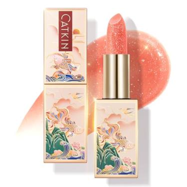 Imagem de CATKIN Bálsamo labial com glitter, hidratante labial ultra hidratante, cuidado labial com vitamina E, nutritivo para lábios rachados e secos, 3,4 g C11 Fairy - rosa coral