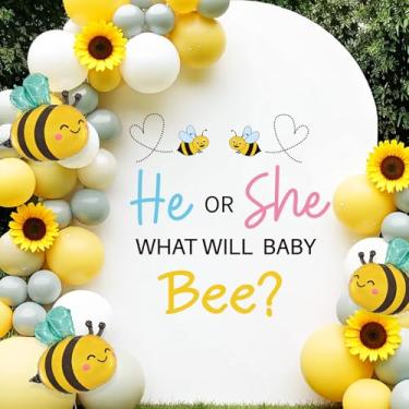 Imagem de baby shower decorations for boys girls- gender reveal decorations for boys girls (he or she bee gender reveal)