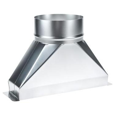 Imagem de QWORK Encaixe de transição de tubo de duto HVAC de alumínio, transição galvanizada de 3-1/10.2 cm x 25.4 cm x 12.7 cm - duto redondo para retangular, para sistemas de ventilação