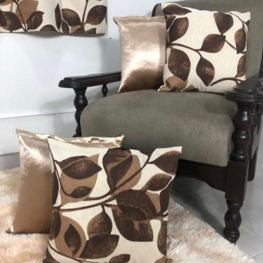 Imagem de Combo Cortina Sala Estampada 2,00x1,70m + 4 Almofadas Cheias - Angel D