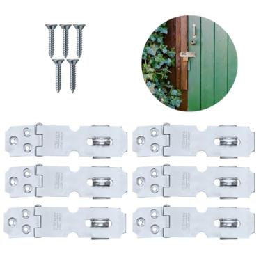 Imagem de Dobradiça Porta Cadeado Fecho Trinco Zincado 6,5cm Para Portão Gaveta Armário | Silvana | Kit 06 Un