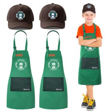 Imagem de Zoooyawn Fantasia de Halloween Barista Fantasia de Café Avental e Chapéu para Cozinha de Halloween (Crianças, 2 Conjuntos)