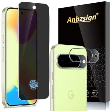 Imagem de Anbzsign [Pacote com 2 + 2] para Google Pixel 10, protetor de tela de privacidade, cobertura total e protetor de lente de câmera, protetor de tela antiespião com dureza 9H