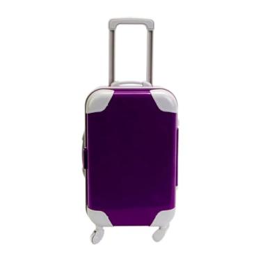 Imagem de Almencla Mala de boneca de 18 polegadas, acessórios para bonecas, mini carrinho de transporte, estojo de armazenamento, brinquedo americano para bebês, Roxo